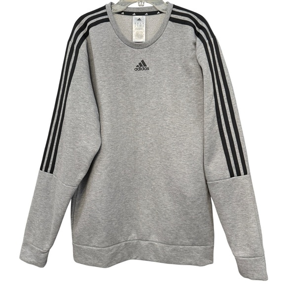 Adidas 3-Stripes Gray Crewneck Sweatshirt | Men’s M - Picture 1 of 7